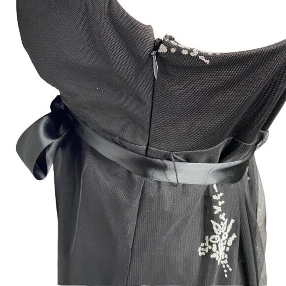 Onyx Sparkle Beaded Floral Little Black Party Dress Size 10 - Picture 14 of 14